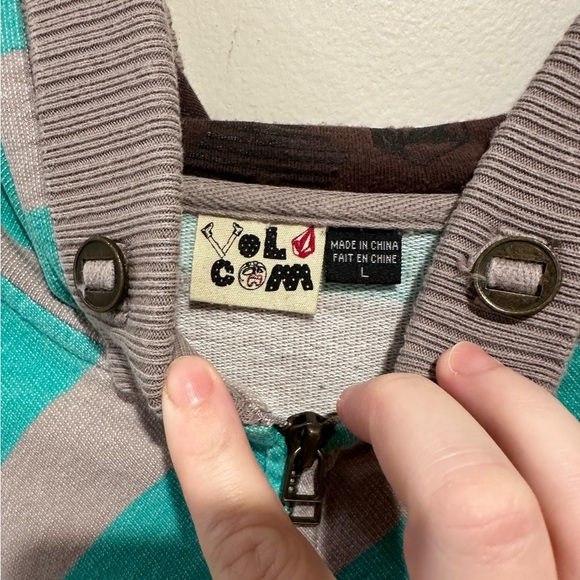 Volcom turquoise and grey zip-up hoodie - Picture 2 of 3